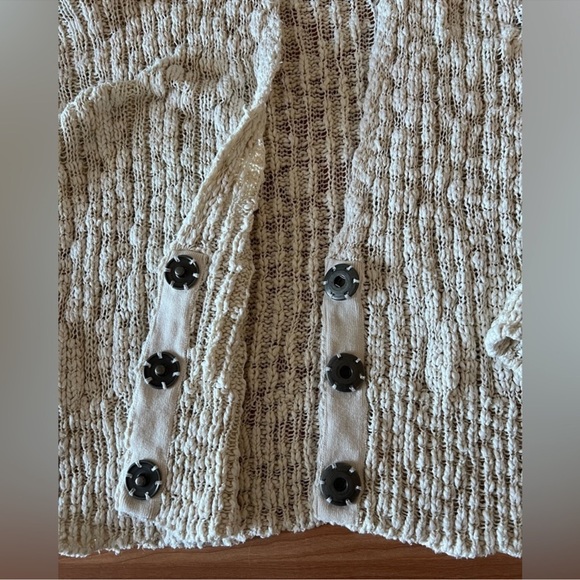 Free People Cozy Cream Oversized Cardigan Chunky Knit Dolman L/G - Picture 6 of 12